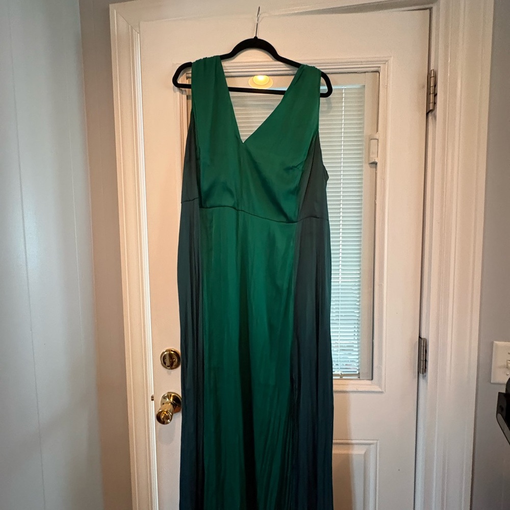 Lane Bryant Emerald and Forest Green V-Neck Maxi Dress